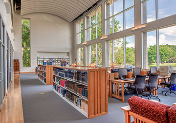 Photo of a library. Links to Gifts of Cash, Checks, and Credit Cards