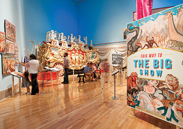 Photo of a circus themed gallery. Links to Donor-Advised Funds